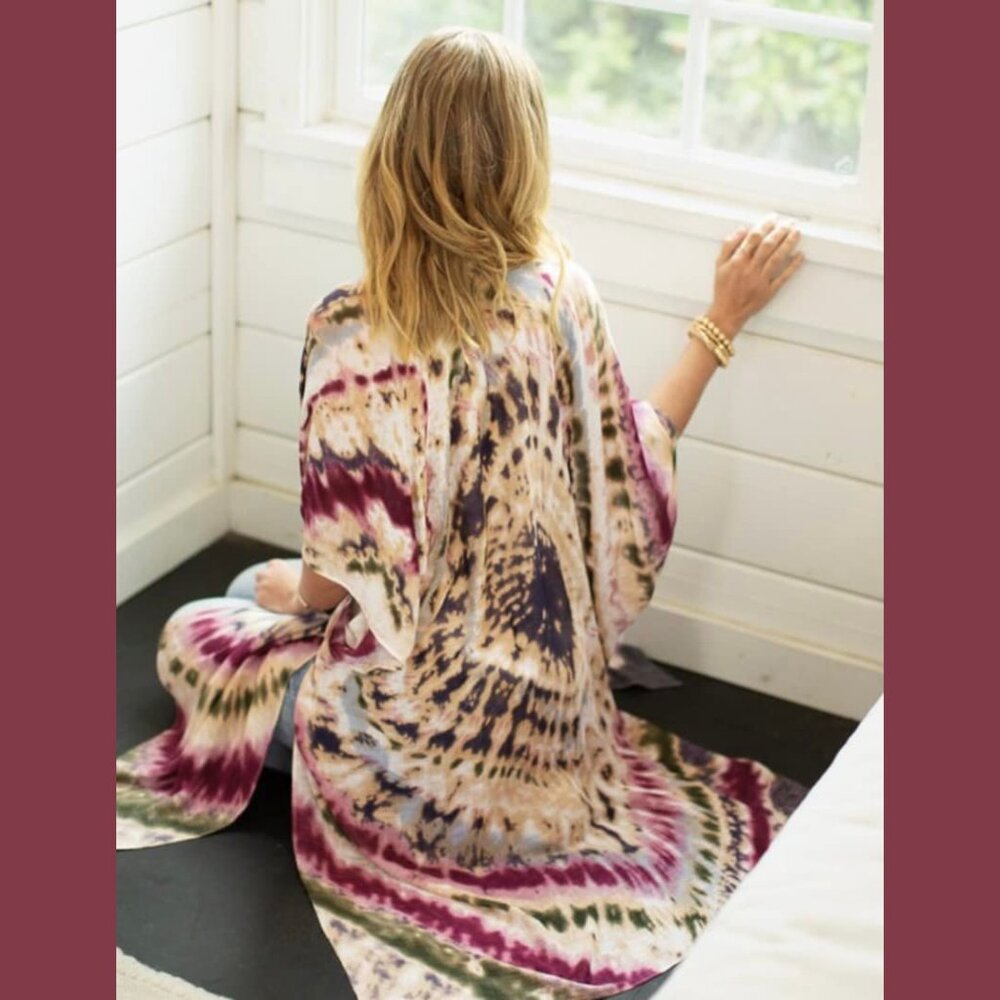 Bohemian Purple Dream Tie Dye Dainty Kimono